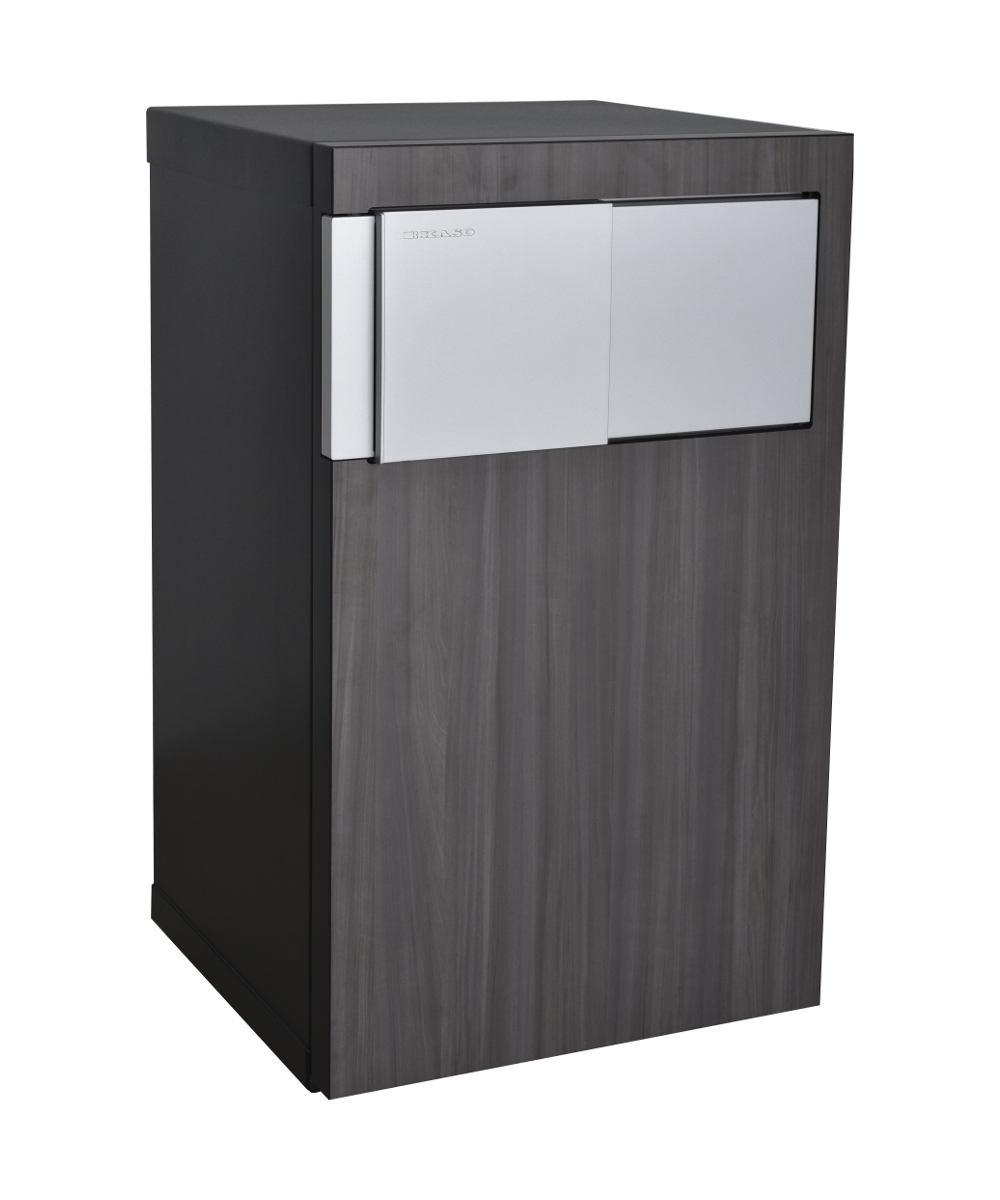 Safe E-509 with smoky brown pear panel and lock cover closed